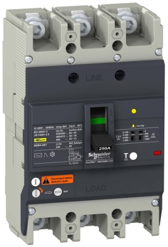 Выключатель автоматический дифференциальный АВДТ 36 кА/415 В 3П3Т 175A | код. EZCV250H3175 | Schneider Electric 